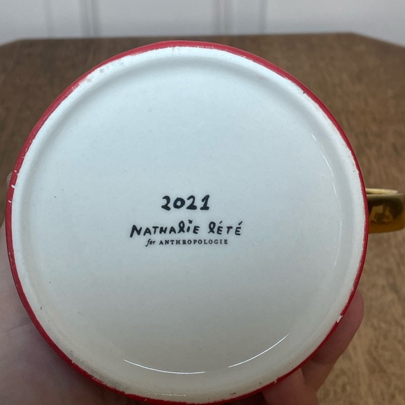 Anthropologie Red and Gold Christmas Santa Mug - Picture 7 of 8